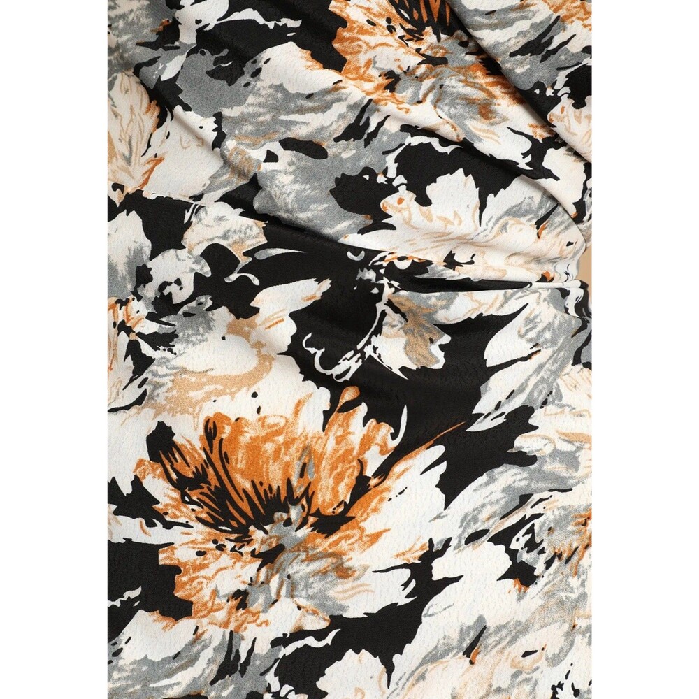 Lulus Floral Midi Dress Black White Sleeveless Slit Bodycon XS No Zip - Picture 4 of 16